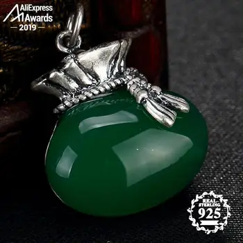 

NOT FAKE S925 Fine Antique shop store Pendants Emerald Pendant Luxury Taste Women Handmade Vintage Natural Chalcedony moldavite peridot