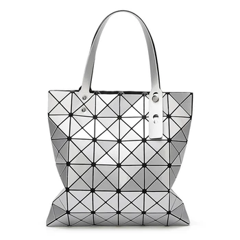 

2020 New Hologram Bag Handbag Female Folded Ladies Geometric Plaid Bag Fashion Casual Tote Women Handbag Shoulder Bag