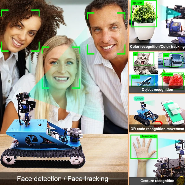 Yahboom AI Vision G1Tank Raspberry Pi Car Kit Open Source Robot with WiFi Video Camera for 4B 3B+for Educational programming toy 2