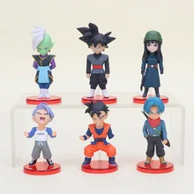 6 шт./компл. 6 см Dragon ball Acion рисунок Сон Гоку черный Мужские Шорты для купания Zamasu Модель ПВХ фигуркы игрушки Рождественский подарок