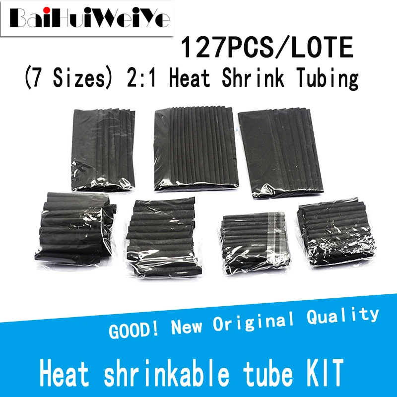 127PCS/LOT Heat Shrink Sleeving Tube Tube Assortment Kit Electrical Connection Electrical Wire Wrap Cable Waterproof Shrinkage