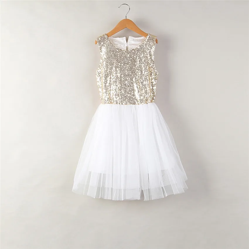 

Kids Dresses for Girls Clothes Sequines Sleeveless Bowknot Princess Wedding Outfit Hollow-out Heart Behind