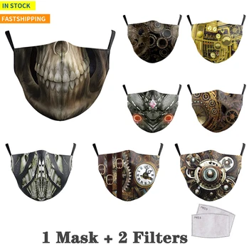 

Mouth Mask Smiley Clock Mask Adult Cotton Mouth Masks Anti Breathable Anti-Dust Face Masks Respirator Washable Maske with Filter
