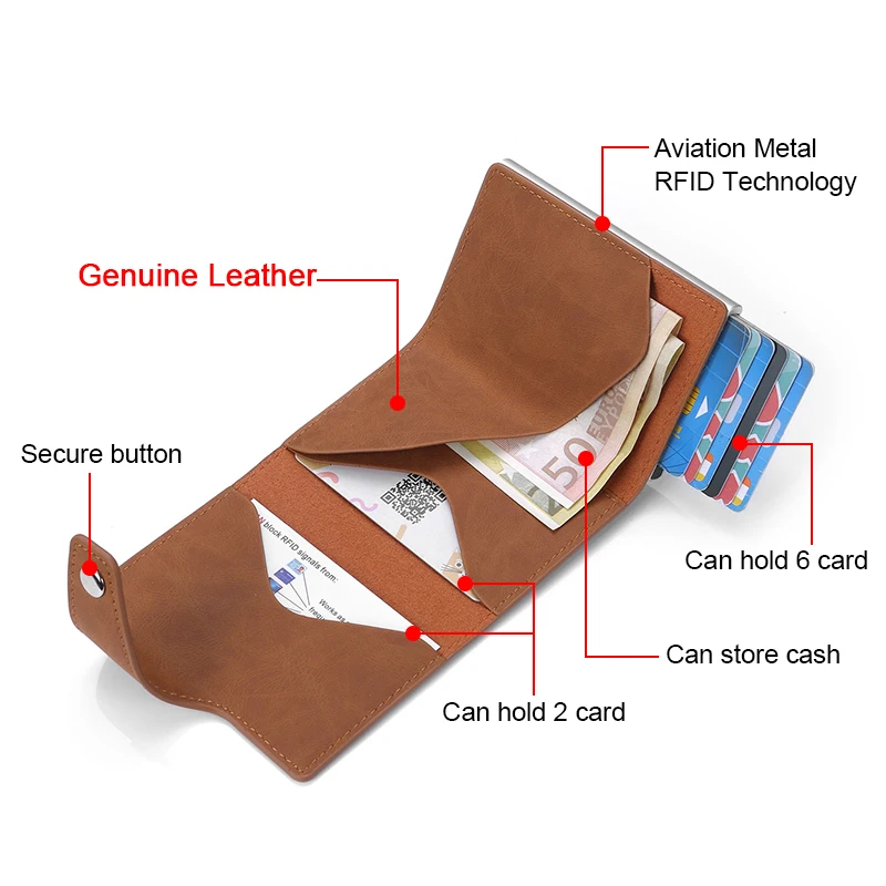 Кошелек мужской из натуральной кожи с Rfid защитой и отделением для кредитных
