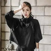 Новое осенне-зимнее женское пальто для йоги свободное Спортивное Сетчатое лоскутное пальто с рукавами «летучая мышь», женсткая куртка одежда для фитнеса