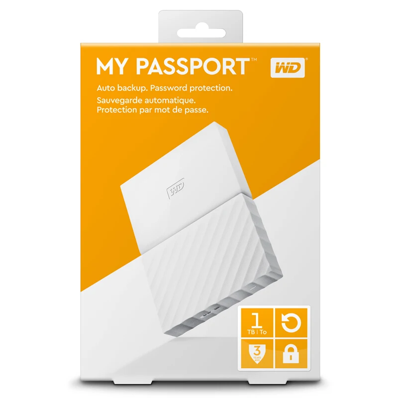 Western Digital My Passport HDD 1 ТБ 2 ТБ 4 ТБ USB 3,0 портативный внешний жесткий диск с HDD кабелем Windows Mac - Цвет: white