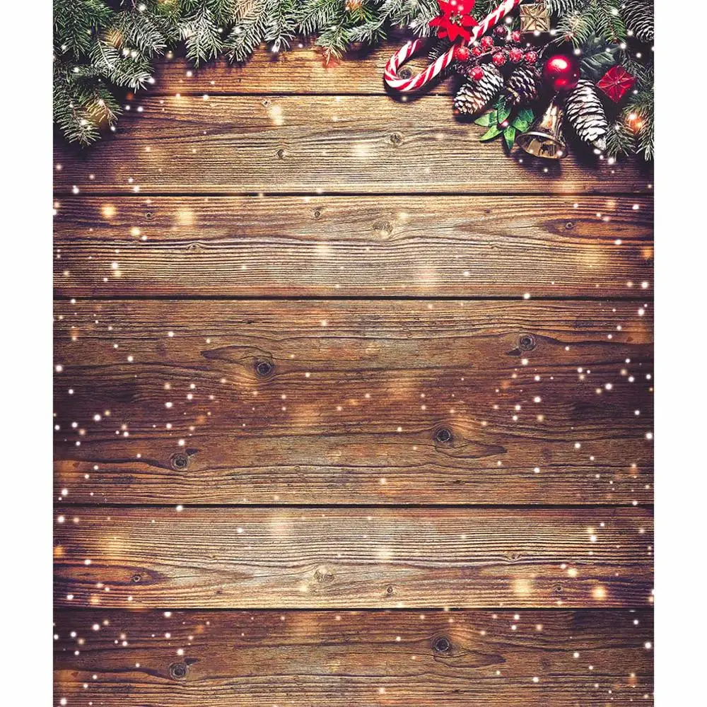 Allenjoy Christmas Backdrop Wooden Board Winter Gift glitter Bell Vinyl Photography Background Photo Studio Photophone Photocall