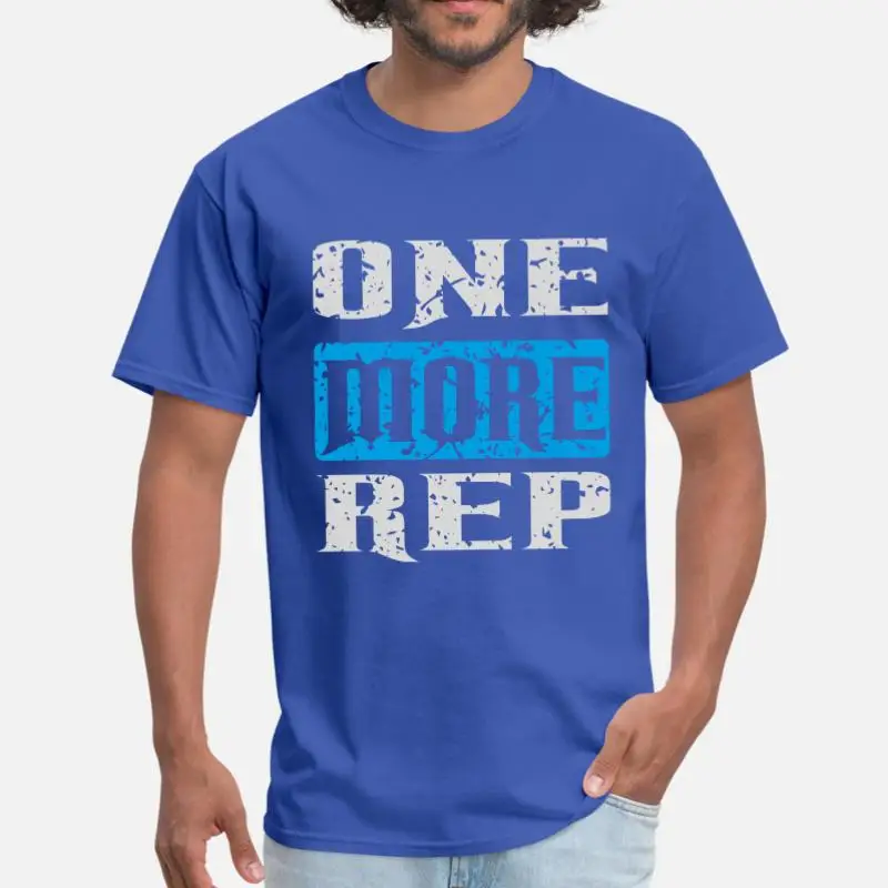 Men-Blue One More Rep белая синяя мужская футболка из хлопка с круглым вырезом крутая Мужская футболка размера плюс S-5xl одноцветная популярная футболка - Цвет: Men-Blue