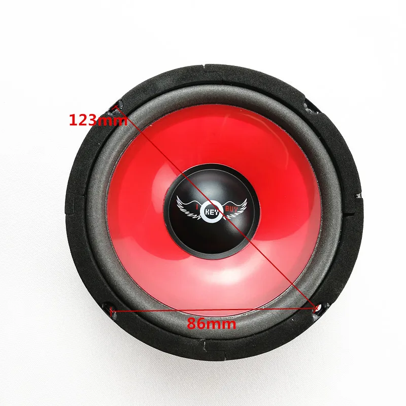 1pc 6.5" 5 Inch Car Full Range Speakers 4 Ohm Waterproof Red Injection Cone Foam Edge Loudspeaker DIY Hifi Sound Audio