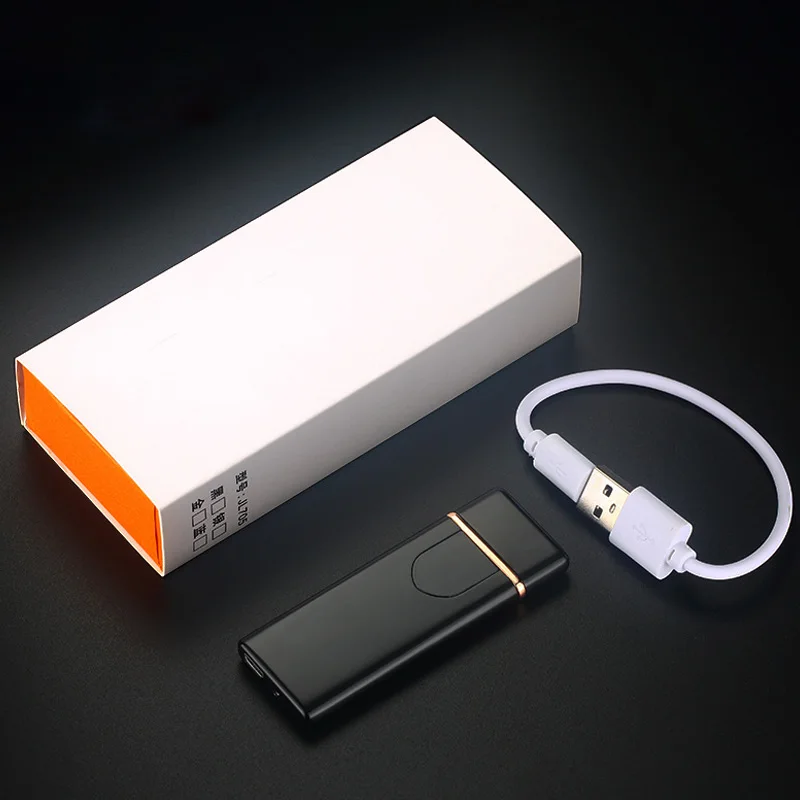 Зарядка Зажигалка Сенсорный режим индукции ветрозащитный электронный ультра-тонкий USB прикуриватель пользовательский металлический двойной дуги зажигалка