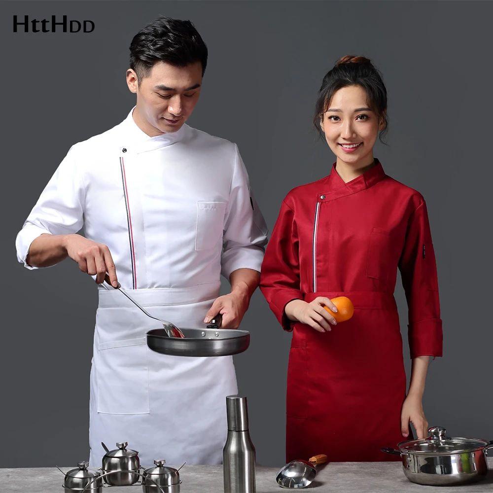 

high-quality breathable unisex casual chef jacket concealed buckle kitchen catering restaurant service work uniform wholesale