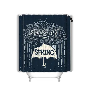 

Bath Shower Curtain Vintage About Seasons Doddle Spirit Umbrella with Rain Waterproof Polyester Bath Curtains
