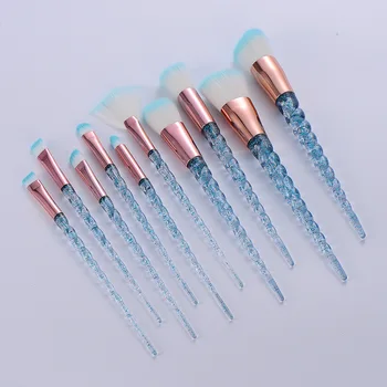 

10Pcs/Set Crystal Makeup Brushes Set Cosmetic Brushes Powder Blush Foundation Eyeshadow Brush Diamond Beauty Make Up Tools Kits