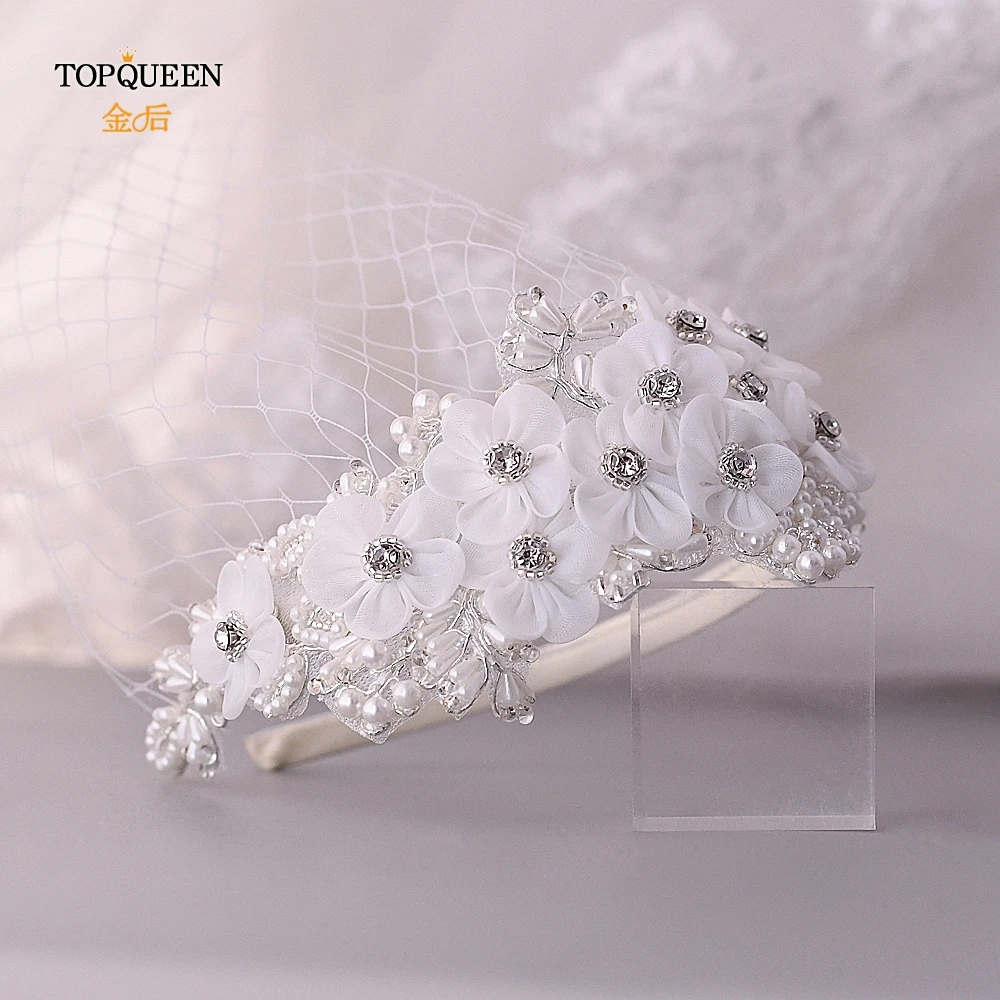 TOPQUEEN S355-WS свадебная фата Фата невесты с цветами клетка veu de noiva аксессуар для волос mariage свадебные аксессуары для волос