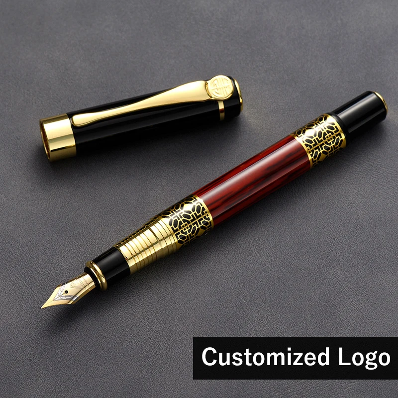 

Luxury Metal Fountain Pen Sculpture Pattern Roller Pen Office School Stationary Pen 0.5mm 1.0mm Customized Logo Gift