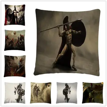 

Spartan/Gladiator battle exquisite pattern Linen Cushion Cover Pillow Case for Home Sofa Car Decor Pillowcase45X45cm