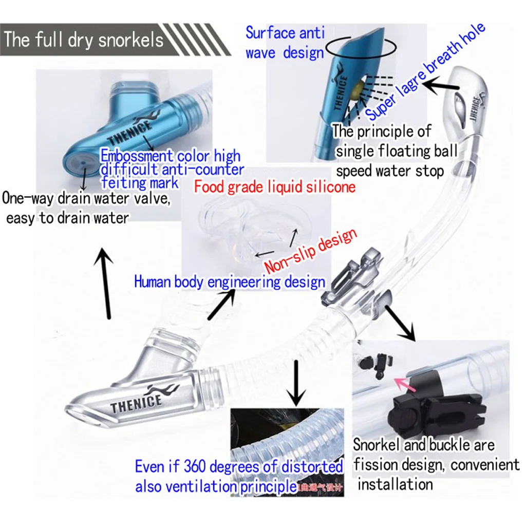 Professional Scuba Diving Swimming Snorkeling Fin Flippers with Mask & Dry Snorkel Full Combo Gear Set