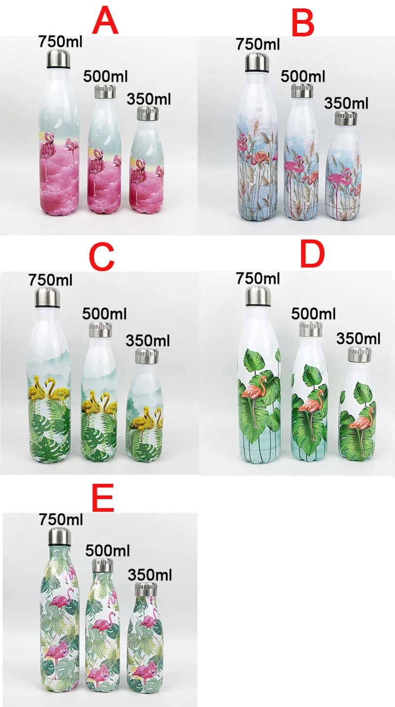New Flamingo Floral Water Bottle BPA free Stainless Steel Thermos Bottle Gym Sport Travel Insulated Cup Mug Christmas Tumbler