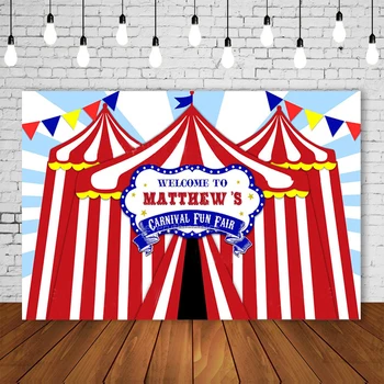

Personalized Red Circus Birthday Party Background Baby Backdrop Circo Fun Fair Boy Carnival Poster Photography Portrait Banner