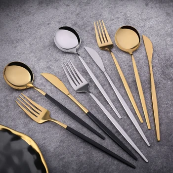

4PCS/Set Spoon Fork Teaspoon Kit Stainless Steel Western-style Food Tableware Flatware Home Restaurant Tool