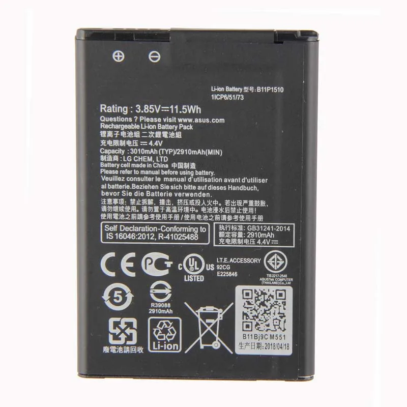 100% Оригинальный аккумулятор 3010 мАч B11P1510 для телефона ASUS ZenFone Go TV ZB551KL X013DB