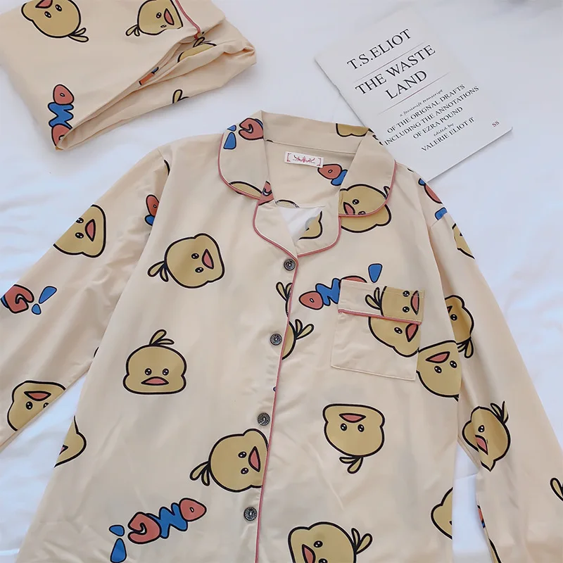 Весенние женские хлопковые Пижамные комплекты с длинными рукавами и отложным воротником, Корейская Пижама с карманами, клетчатый топ с принтом+ штаны, пижама, одежда для сна