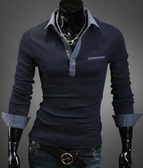 Zogaa Autumn Men Business Polo Shirt New Long Sleeve Slim Fit Men's Polo Top Comfortable Mens Patchwork Casual Cotton Polo