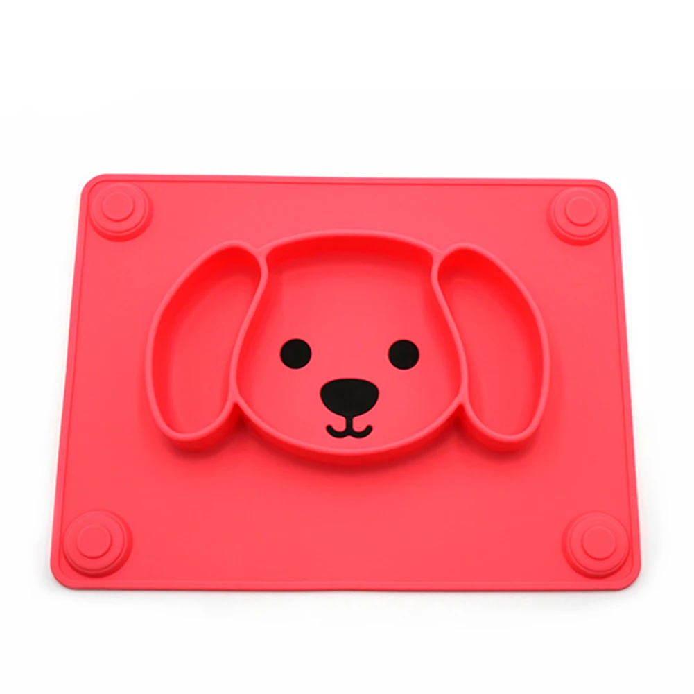 

Toddlers Tableware Reusable Suction Portable Foldable Easy Clean Non Slip Cute Leakproof Baby Placemat Child Feeding Puppy Shape