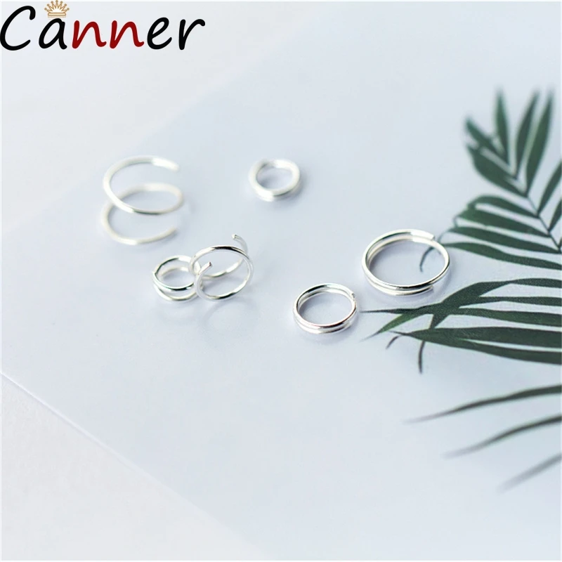 Canner S925 Серебряные Двойные серьги-кольца, Двойные серьги, круглые маленькие ушные кости, креативные персонализированные серьги для женщин, подарки
