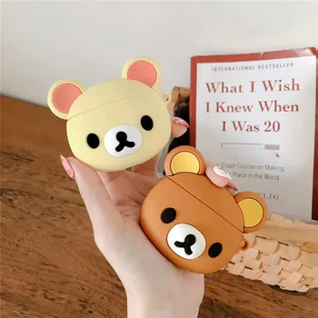 

Hot Cute Cartoon Bear 3D case For AirPods 1 2 charging box Soft Silicone Wireless bluetooth earphone antifall protective cover
