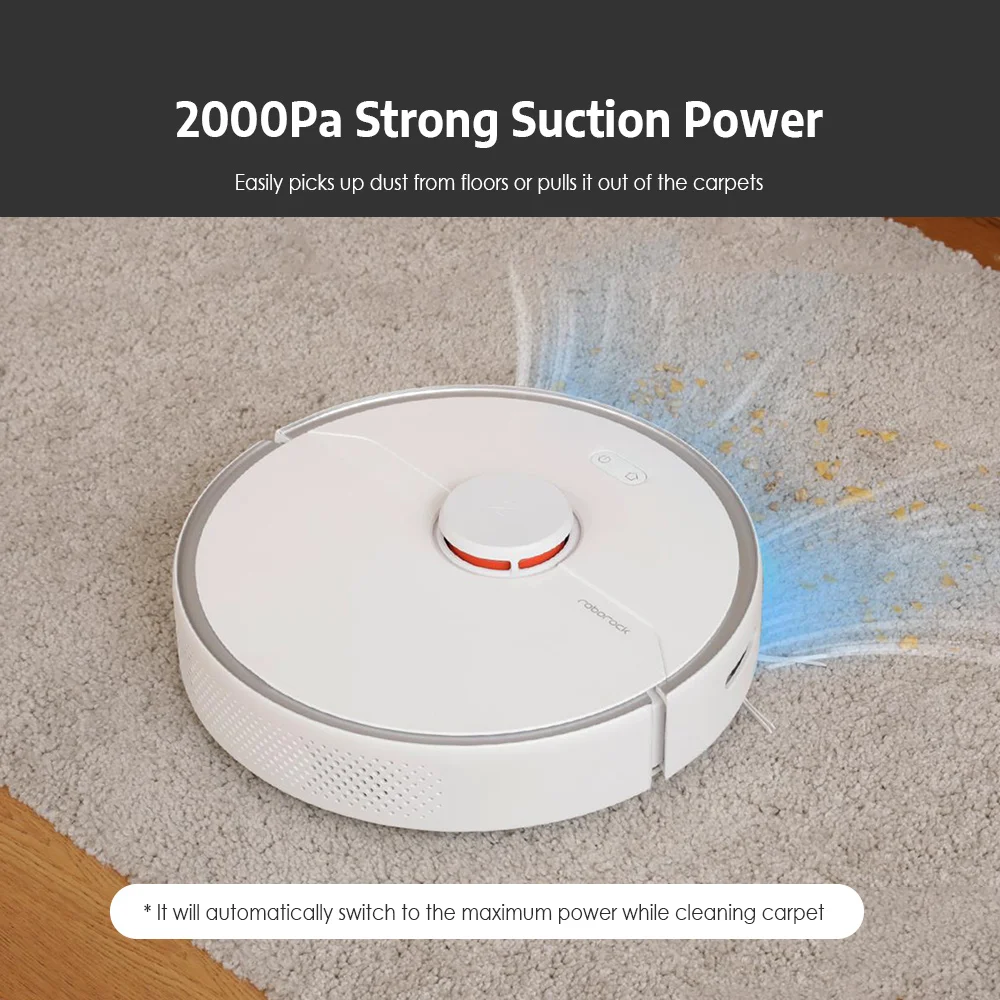 Roborock S6 Pure Smart Sweeping Robot LDS + SLAM Navigation Mode 5200mAh 2000Pa Power 460ml Dustbin