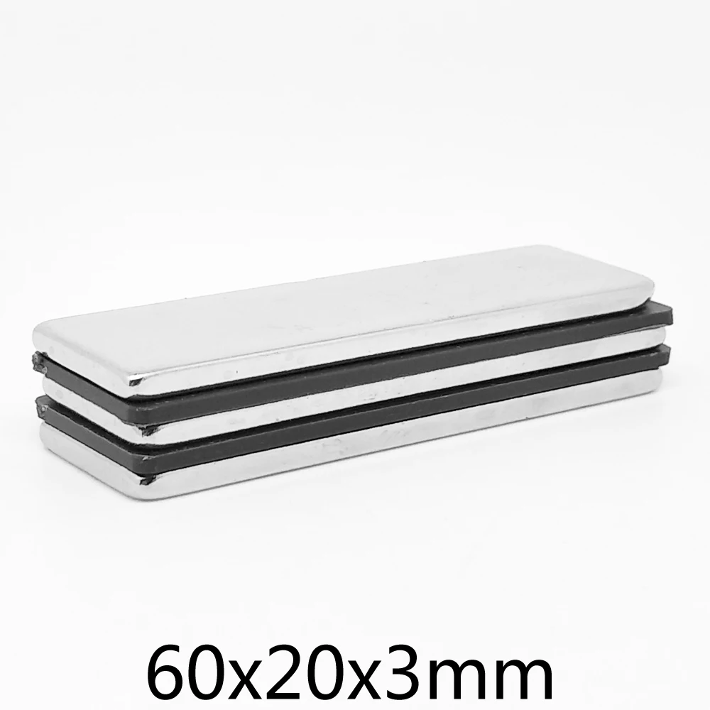 1/2/5/10/15 Pz 60X20X3Mm Blocco Potenti Magneti Potenti 60X20X3 Magnete Al Neodimio Terre Rare N35 Magnete Permanente Ndfeb 60*20*3