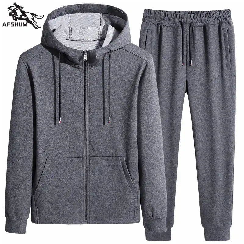 男性スポーツウェアセット6xl 7xl 8xl秋の新冬フード付きスーツメンズスポーツトラック2個セットトレーナー スウェットパンツ メンズセット Aliexpress
