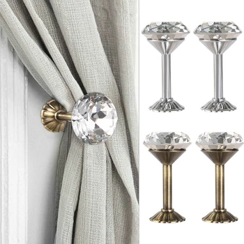 

2pcs Shiny Rhinestone Curtain Hook Tieback Wall Mounted Hanging Home Bedroom DIY Decoration Zinc Alloy Exquisite Diamond Theme