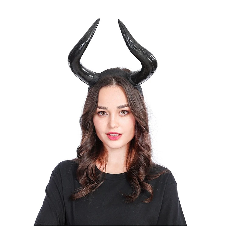 Unique Halloween Stereo Devil Horns Skull Headband Gothic Sheep Horn Headdress Hairband Cosplay Maleficent Pora Headwear