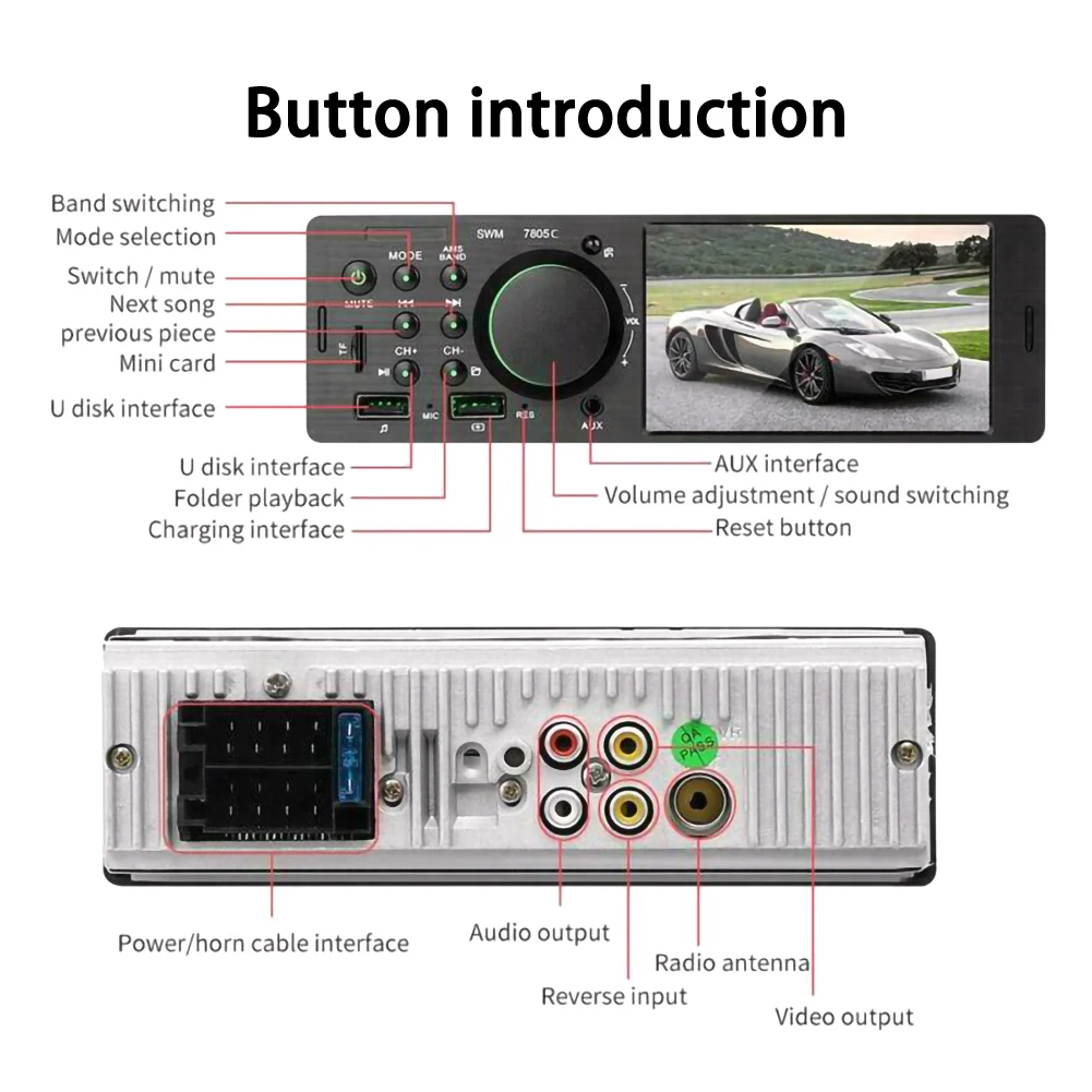 4," HD 1 Din автомобильное радио стерео сенсорный экран Авторадио Замена WMA Bluetooth AUX In-Dash MP5 Udisk автомобильное стерео радио Coche