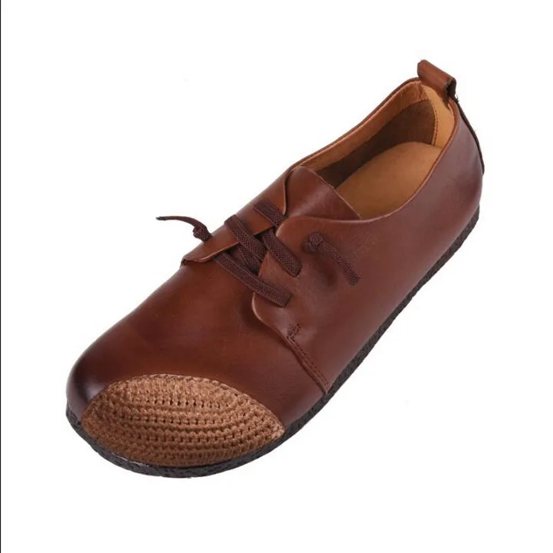 Autumn Casual Flat Shoe Genuine Leather Loafers Mother Pregnant Women Shoe Female Women Flats comfortable handmade Shoes