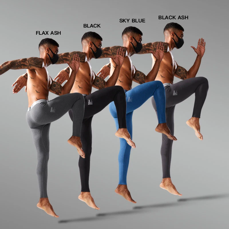 2 Pieces of Male Soil Autumn and Winter Thin Cotton Seamless Slimming Thermostatic Heating Leggings Plush Thick Warm Pants