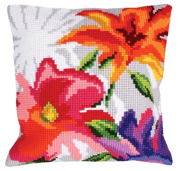 

Latch Hook Cushion Kits ball Pillows Wedding Red Flower Home Decoration Pillow Case Kits for Embroidery Unfinished