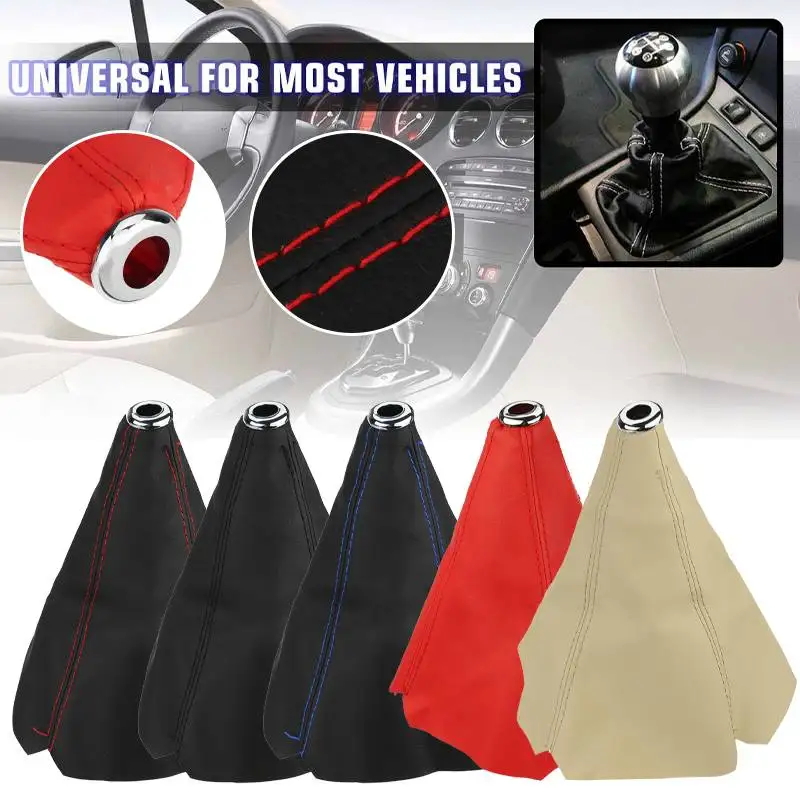 Universal PU Leather Gear Shift Collars Shift Lever Knob Boot Cover Car Manual Gear Knob Gaiter Boot Dust Cover