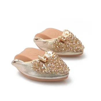 

Women ballet flats Sexy luxury simple folding portable Rhinestone beaded pointed Yoga training Cute flats