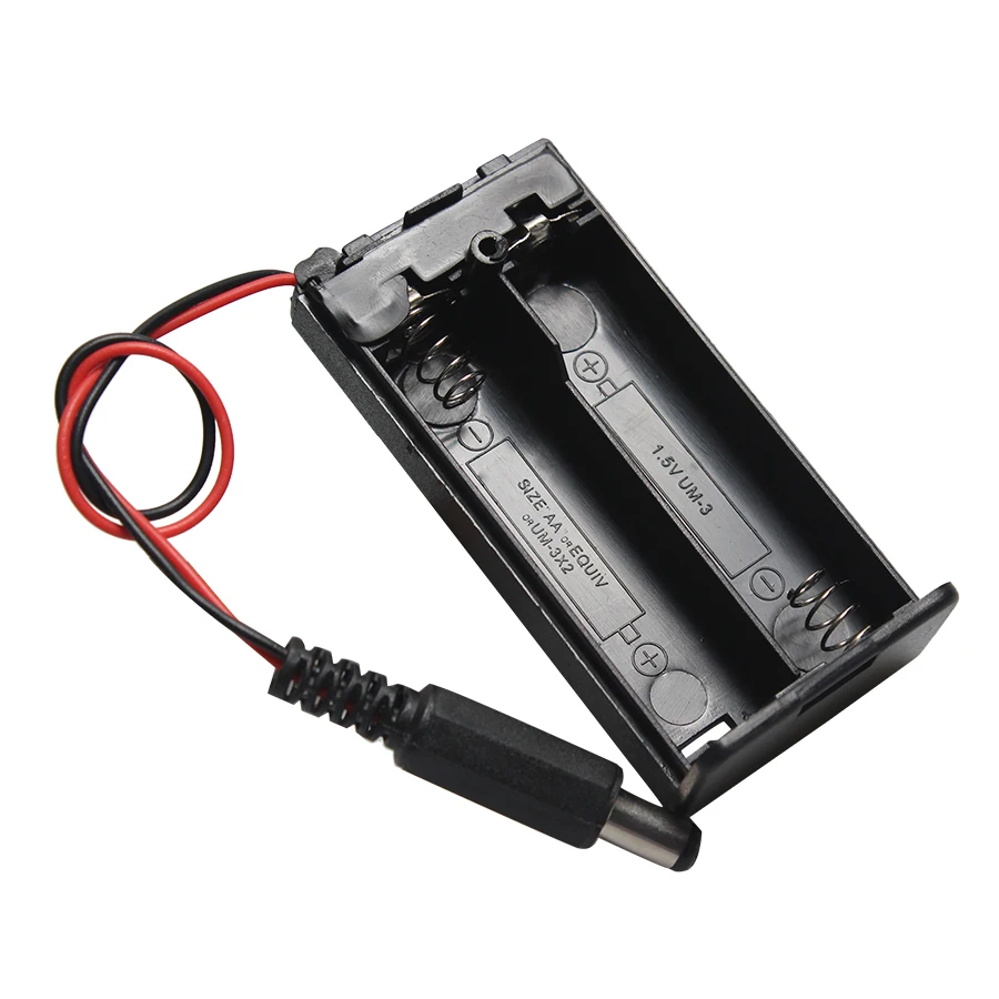 

15pcs/lot MasterFire Plastic Battery Storage Case for 2 x 1.5V AA Batteries Box Holder Cover With Switch DC5.5*2.1mm Plug