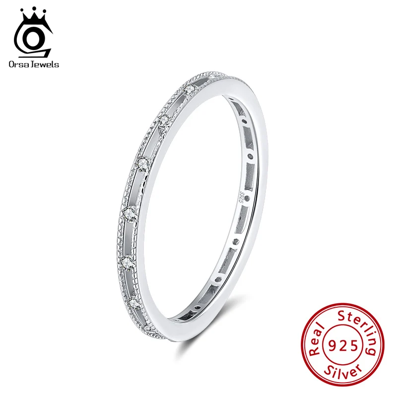 ORSA JEWELS 925 пробы Серебряное кольцо AAA кубический цирконий предложение для свадьбы обручальные кольца ювелирные изделия для женщин OSR116