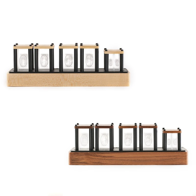 RGB Imitated Glow Tube Clock Creative Led Electronic Digital Solid Wood Ornaments RGB Fluorescent Tube Clock