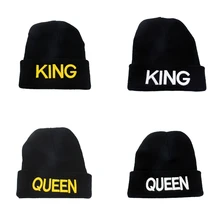 Новинка, Вышивка King, зимняя шапка, мужские шапки, женские шапочки, теплая хип-хоп шапка, шерсть, вязаная шапка, женские шапочки