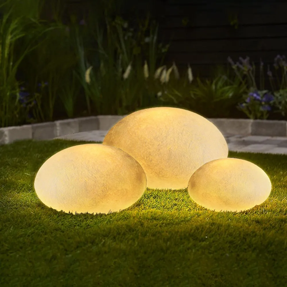 

LED Egg Shaped Outdoor Lights Rechargeable Luminous Pebbles Glow In Stones Lamps landscape Path Patio Lawn Yard Garden Decor