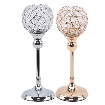 

Wedding Centerpieces Candelabra Parties Decorations Crystal Candlestick Shiny Silver Gold Candle Holders For Home Decor