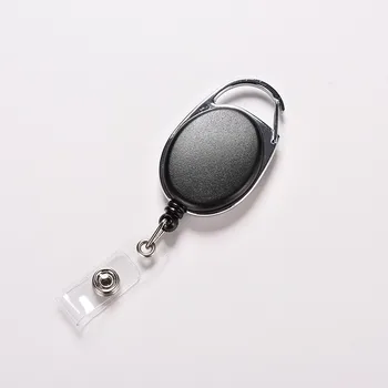 

1PC Black Pull Key Ring ID Card Badge Tag Belt Clip Chain Holder Metal Housing Plastic Covers