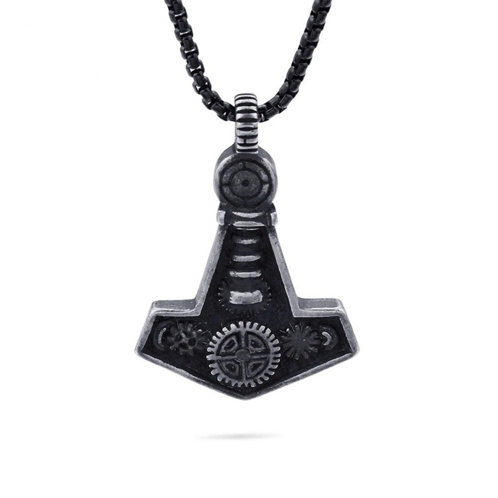 

Loredana Mechanical series necklaces.Retro steampunk mechanical rune modeling stainless steel self - discipline man necklace.