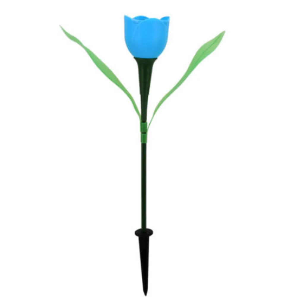 Outdoor Solar Powered Luminous Tulip Flower Led Light Garden Lawn Landscape Lamp
